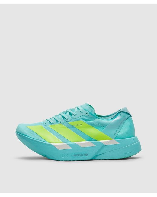 Adidas Blue Adizero Adios Pro 4 Sneaker (Flash Aqua/Lucid Lemon/Mint Ton for men