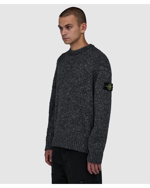 Stone Island Blue Crewneck Wool Blend Sweater for men