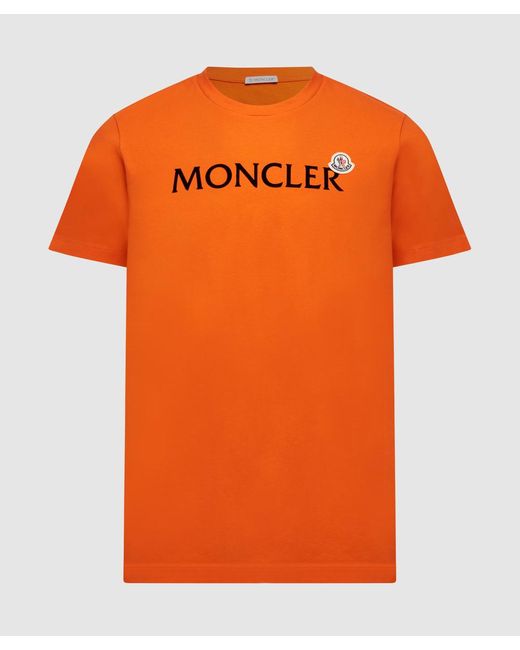 Moncler Orange Double Logo Script T-shirt for men