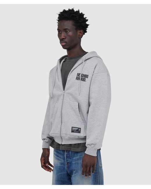 Neighborhood Gray Classic Logo Zip Hoodie for men