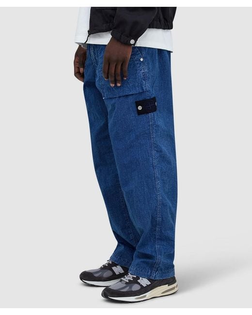 Stone Island Blue Denim Research Hollow Fibre Nylon-Tc Corrosion Fatigue Jean for men