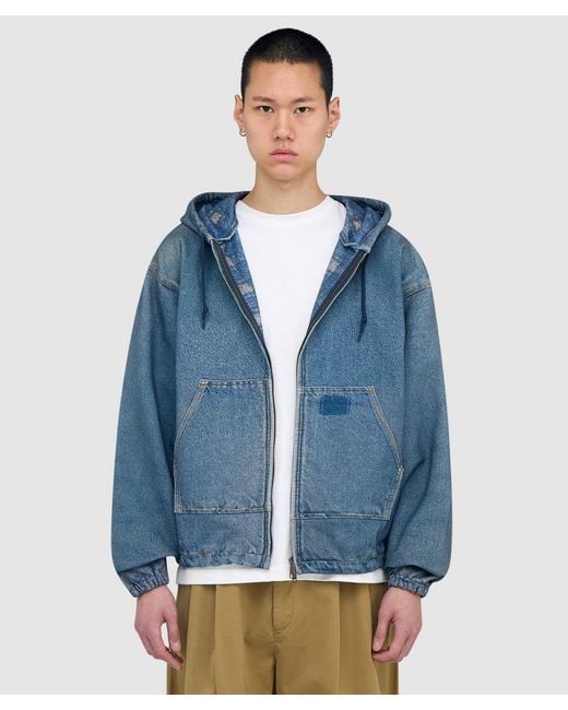 Beams Plus Blue Mock Print Hoodie (Fade for men