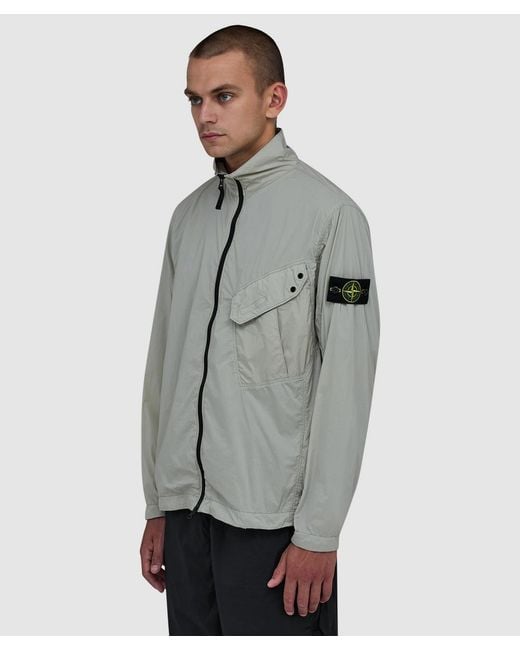 Stone Island Gray Ultralight Nylon Stretch-Tc Overshirt (Sand for men