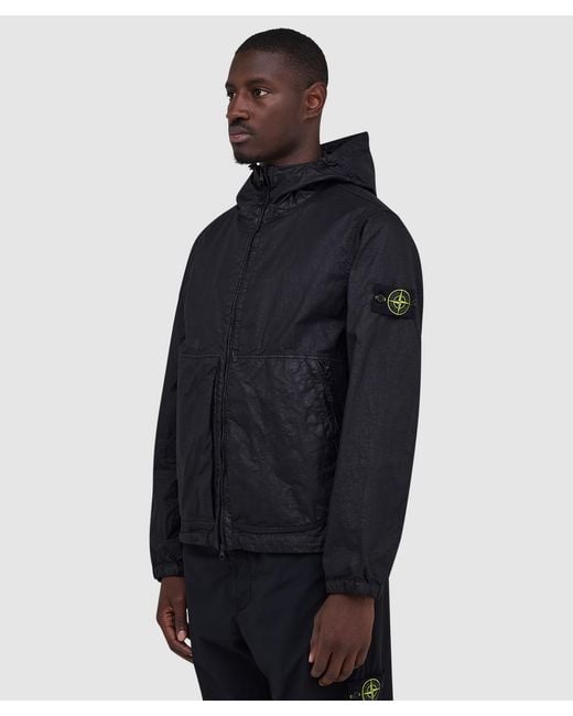 Stone Island Blue Organic Look Panama-Tc Garment Dyed Jacket for men