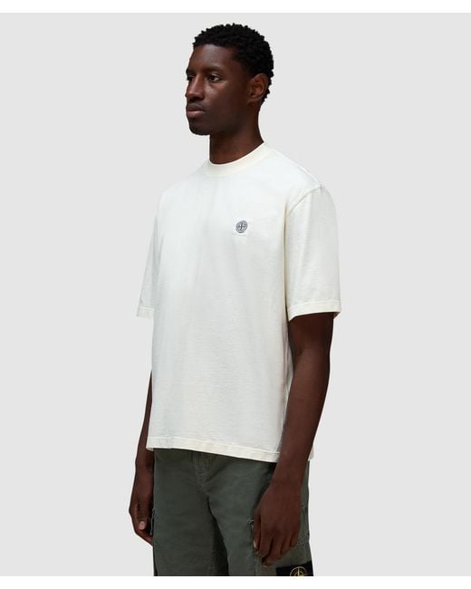 Stone Island White Logo T-Shirt (Ivory