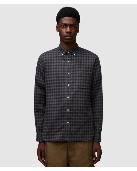 Beams Plus Black B.D Gingham Check Shaggy Shirt ( for men