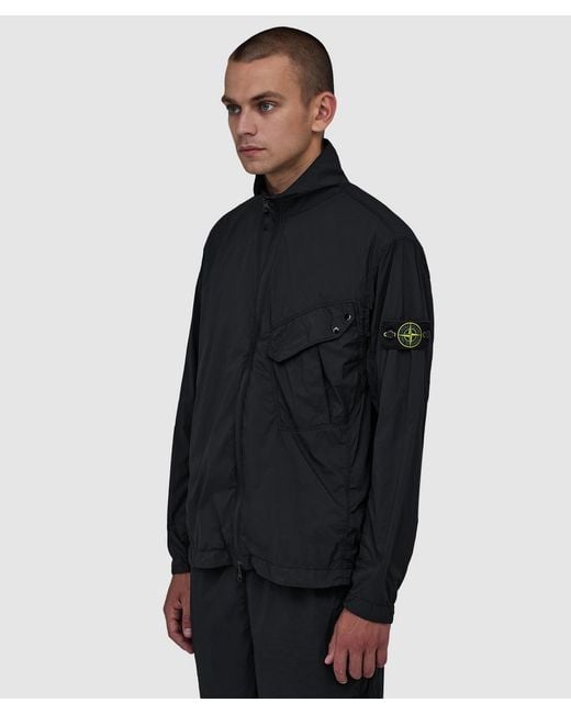 Stone Island Black Ultralight Nylon Stretch-Tc Overshirt for men