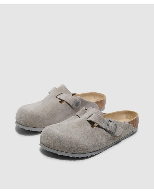 Birkenstock Gray Boston Leve Clog Sandal (Stone Coin