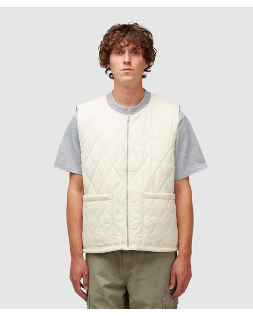 Stussy White Diamond Quilted Vest for men