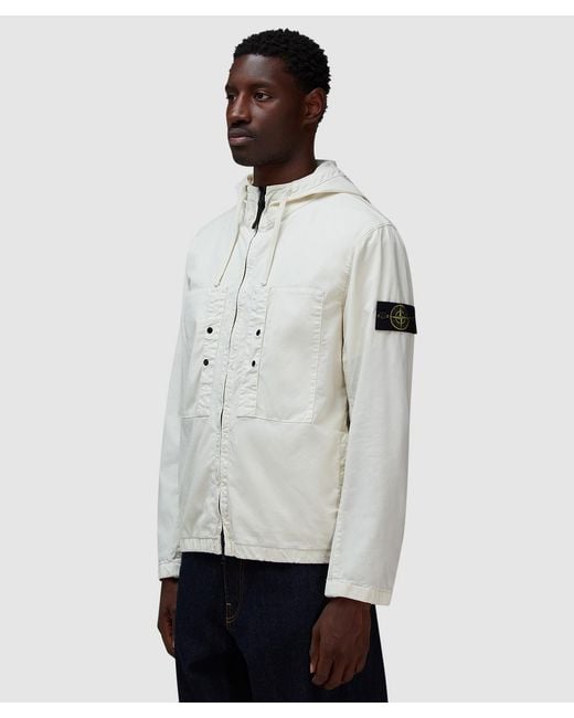 Stone Island White Supima Twill Stretch Short Parka for men