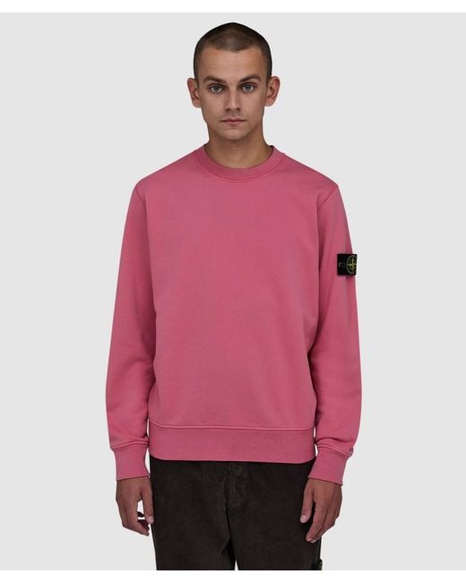 Stone Island Pink Organic Cotton Fleece Sweatshirt for men