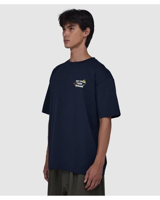 Drole de Monsieur Blue Vine Embroidred Slogan T-Shirt for men