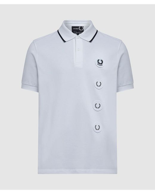 Fred Perry Cotton Patched Polo Shirt in White for Men | Lyst Canada