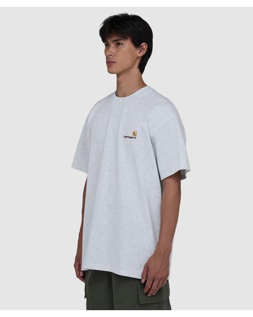 Carhartt White American Script T-Shirt (Ash Heather for men