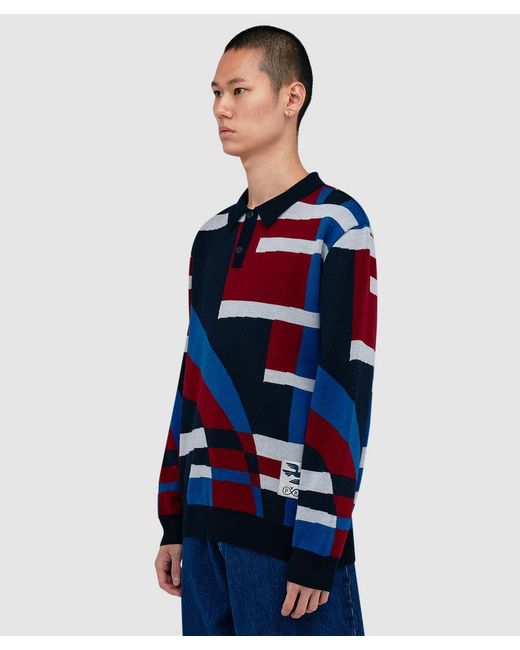 Parra Blue Vertical Forest Polo Shirt for men
