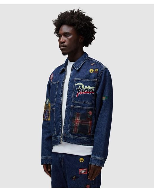 PATTA Blue Whole Lotta Labels Denim Jacket for men
