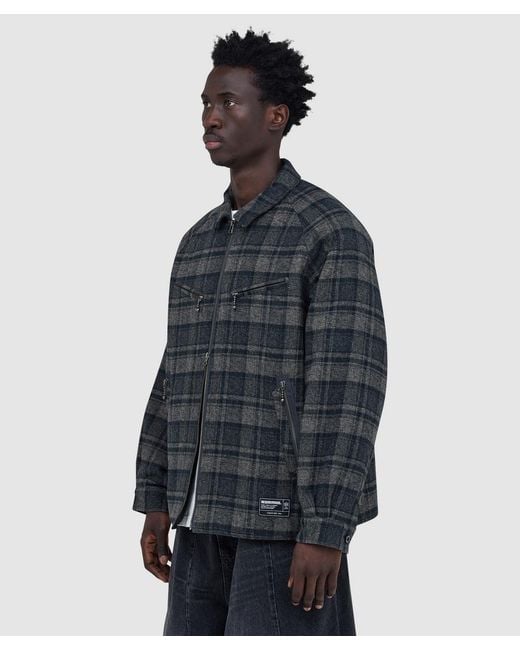 Neighborhood Blue Check Zip Shirt Jacket for men