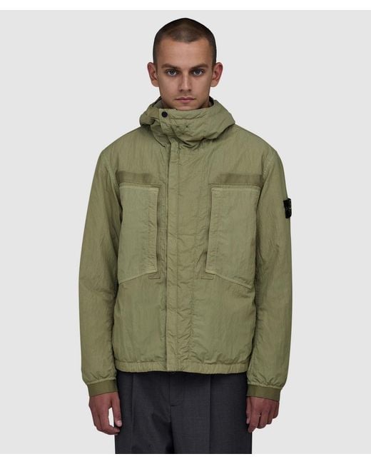 Stone Island Green Warp Rib Nylon-Tc Jacket for men