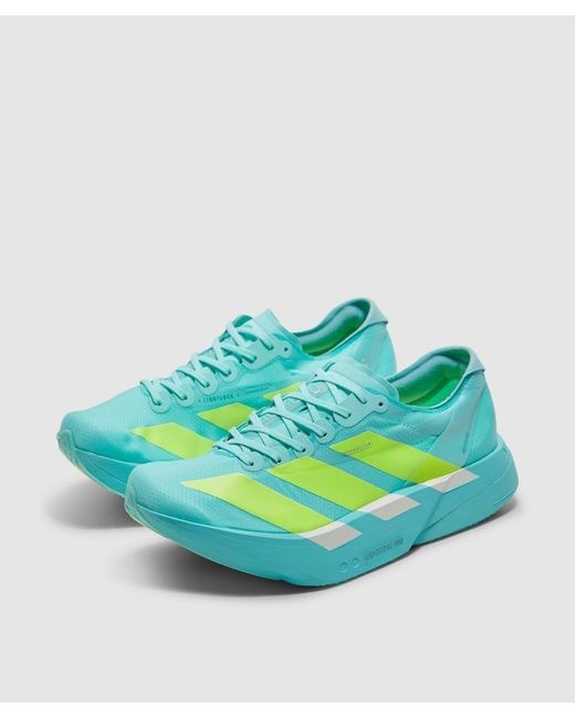 Adidas Blue Adizero Adios Pro 4 Sneaker (Flash Aqua/Lucid Lemon/Mint Ton for men