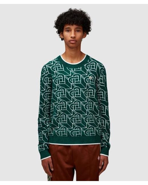 Casablancabrand Green Heart Monogram Knitted Jumper for men