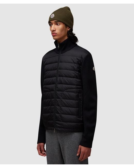 Moncler Black Padded Wool Cardigan for men