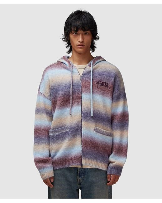 PATTA Purple Space Dye Knitted Hooded Sweatshirt for men