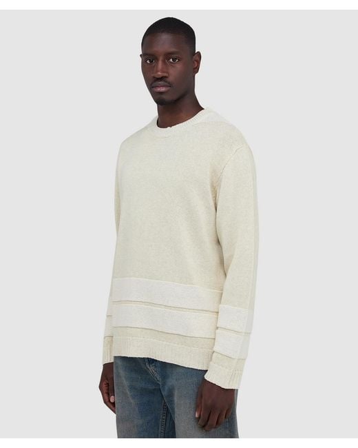 Stone Island Natural Marina Raw Hand Organic Cotton And Linen Sweater (Ivory Melange for men