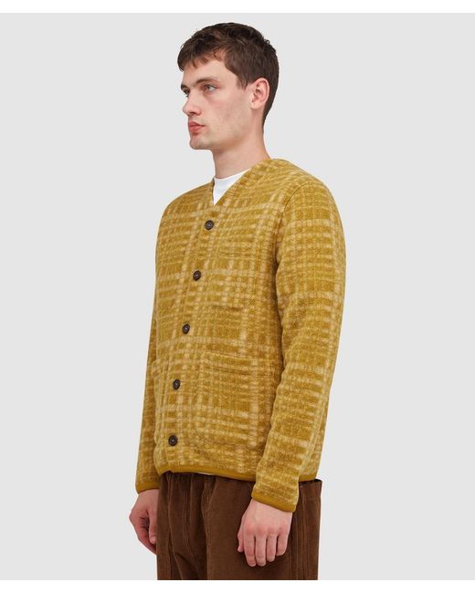 Universal Works Yellow Telepass Fleece Cardigan for men