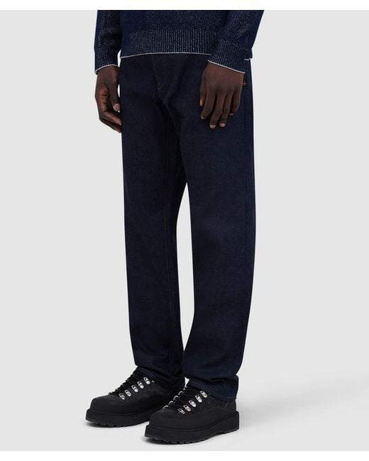 Stone Island Blue Denim Research Selvedge Denim Raw Regular Fit Jean Raw for men