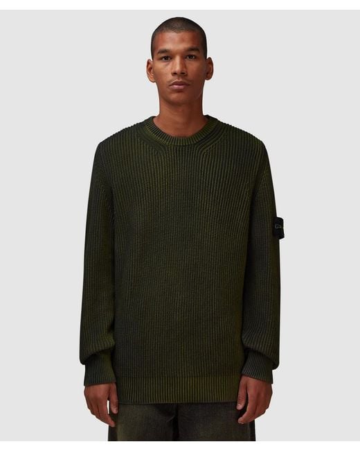 Stone Island Green Two-Colour Spray Sweater (Felce for men