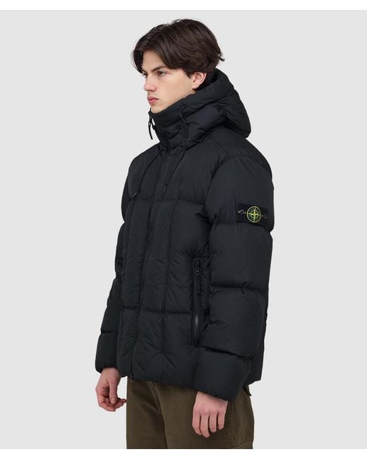 Stone Island Blue Seam Faded Tela Down Hooded Jacket for men