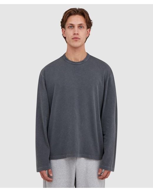 MKI Miyuki-Zoku Blue 220Gsm Slub Long Sleeve T-Shirt (Pigment for men
