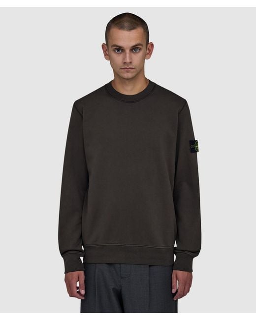 Stone Island Black Organic Cotton Fleece Sweatshirt for men
