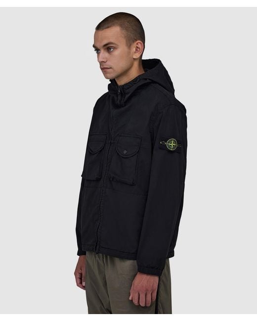 Stone Island Blue Stretch Organic Cotton Overshirt for men