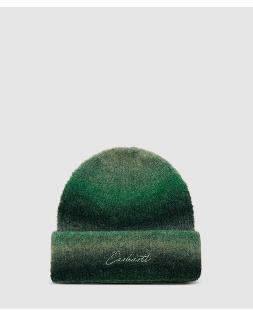Carhartt Green Tony Beanie (Tony Stripe Jacquard, Dark Fir Pale