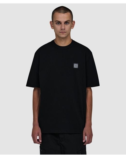 Stone Island Black 50/2 Organic Cotton Pique T-Shirt for men