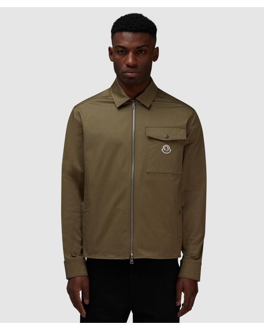 Moncler Green Canvas Zipped Overshirt for men