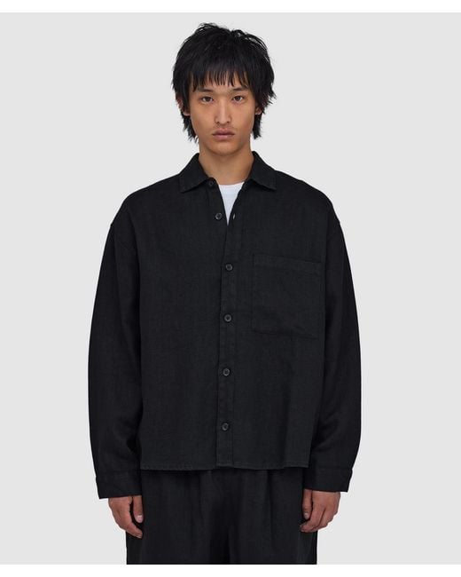 MKI Miyuki-Zoku Black Linen Box Dress Shirt for men