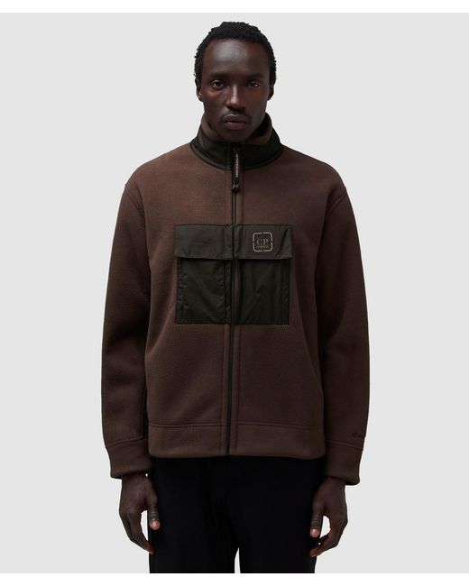 C P Company Brown Metropolis Series Polar Fleece Zipped Sweatshirt for men