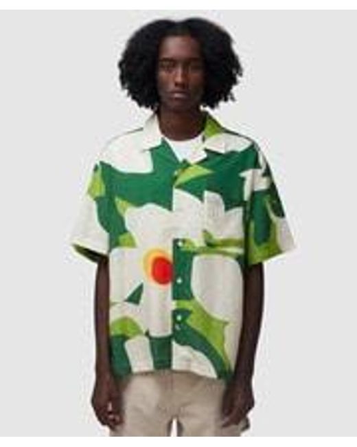 AWAKE NY Green Floral Camp Shirt for men