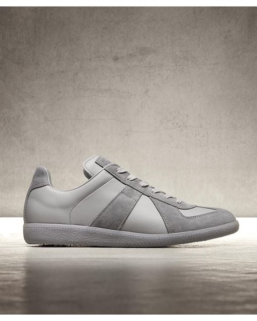 Maison Margiela Gray replica Leather & Suede Sneakers for men