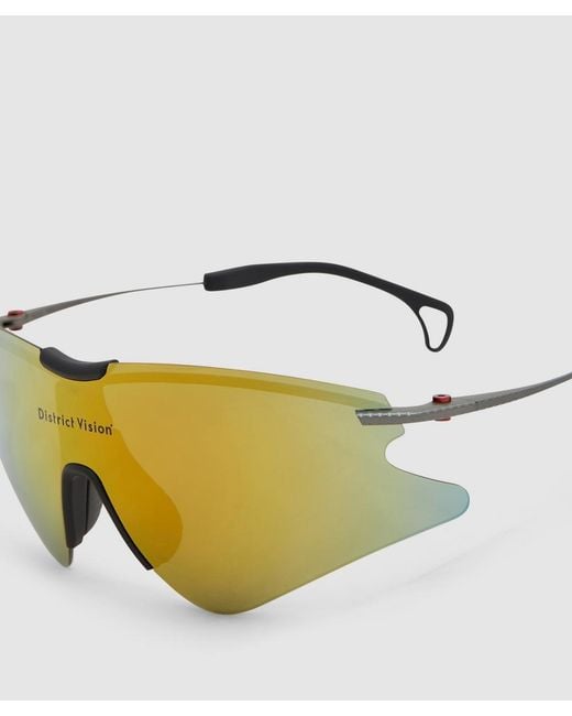District Vision Yellow Kohei Aero Blade Ti Glasses (Graphite, D+ Amber Mirror