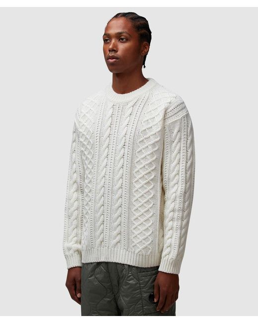 C.P. Company Wool Intarsia Logo Cable Crew Sweater in Gray for Men