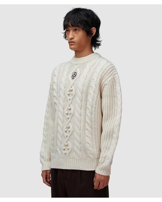 Drole de Monsieur Natural Torsade Stitch Knit Sweater (Off for men