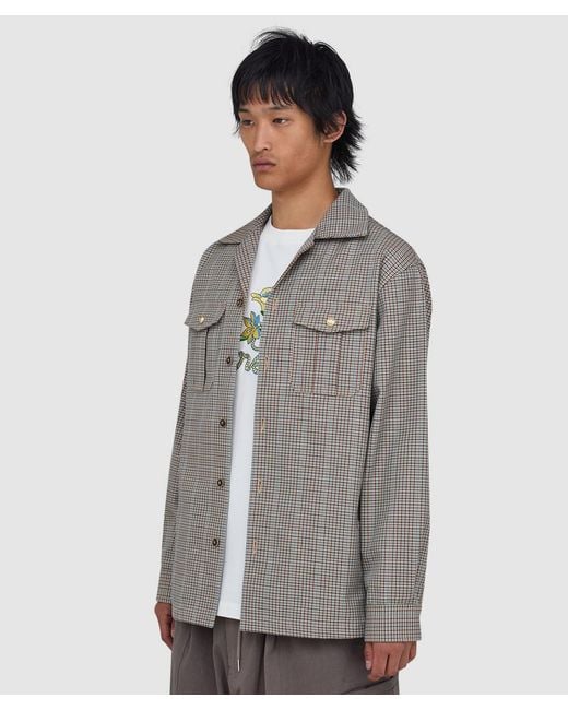 Drole de Monsieur Gray Carreaux Shirt (Dark Sand for men