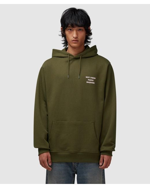Drole de Monsieur Green Slogan Hoodie (Kaki for men