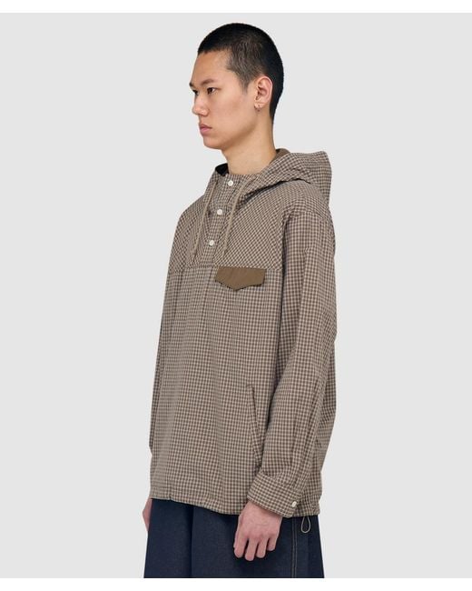 Beams Plus Gray Check Pullover Anorak Jacket Chk for men
