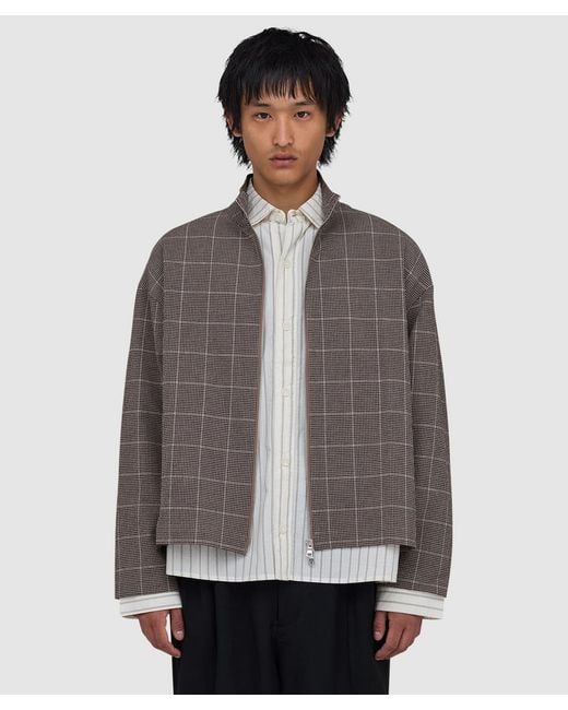 MKI Miyuki-Zoku Brown Seersucker Check Track Jacket for men