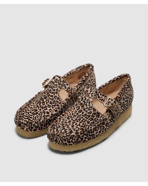 Clarks Brown Wallabee T-Bar Shoe (Leopard Print for men