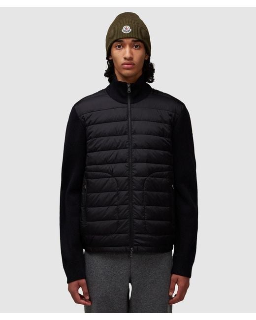 Moncler Black Padded Wool Cardigan for men